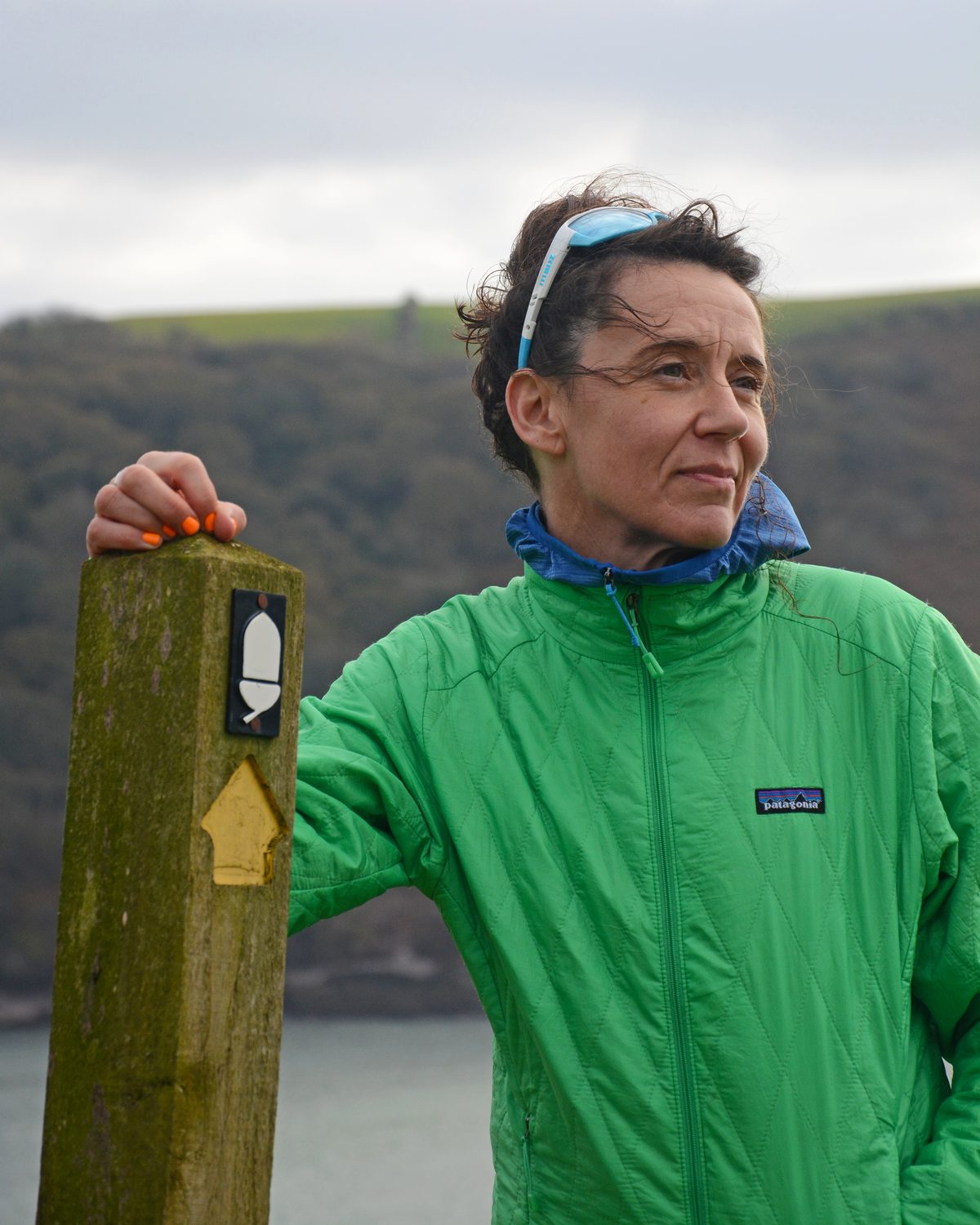 Emma Hazeldine, sports massage therapist, on the South West Coast Path in Devon